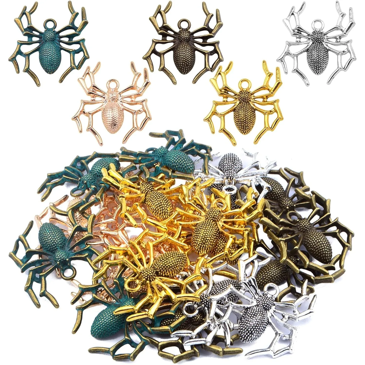 

20 шт., подвески в форме паука в виде животных, висячие подвески в форме паука на Хэллоуин, аксессуары для рукоделия, браслет, ожерелье, изготовление ювелирных изделий