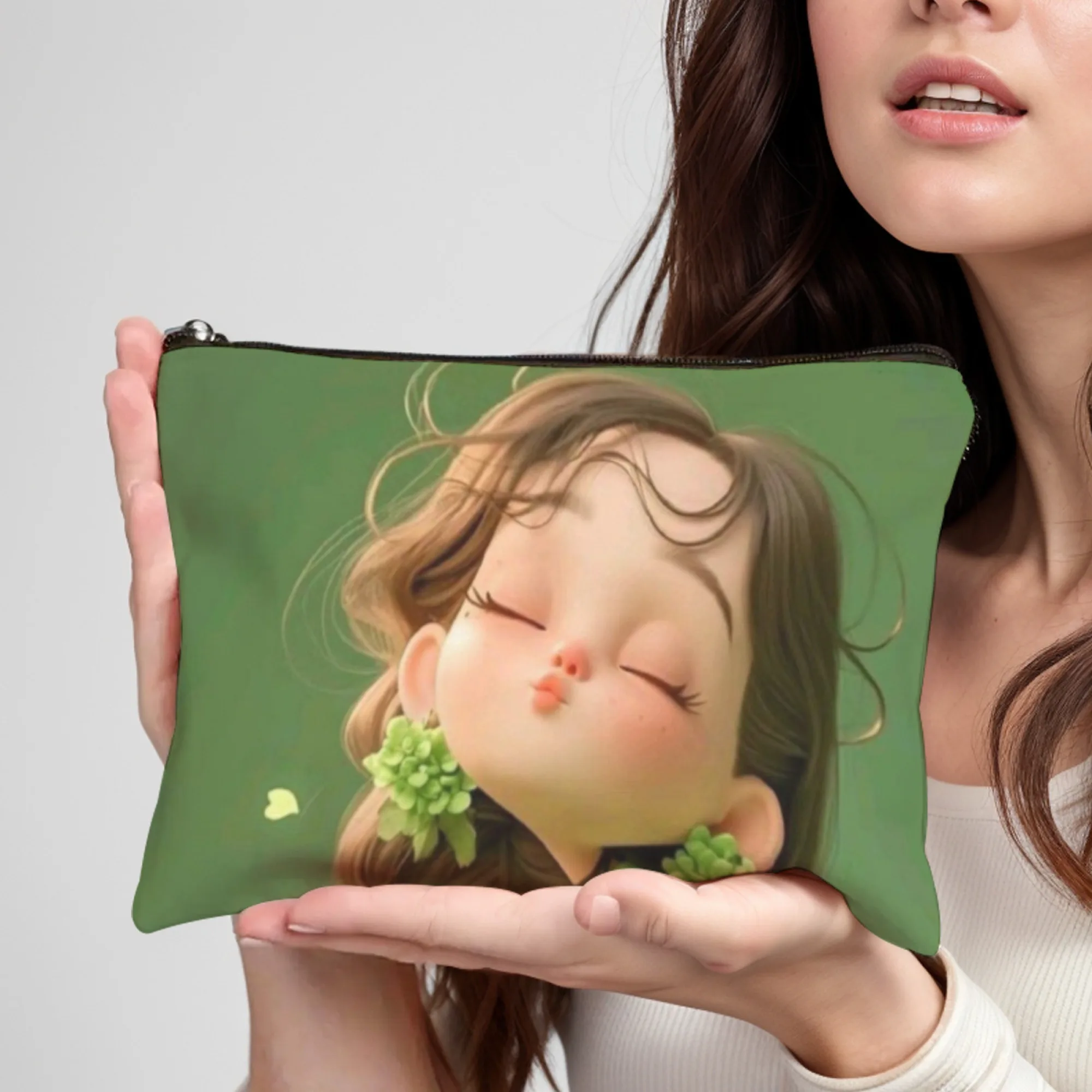 

Sweet Girl makeup bag lightweight portable cosmetic case with zipper closure ideal for women Birthday Christmas Gifts