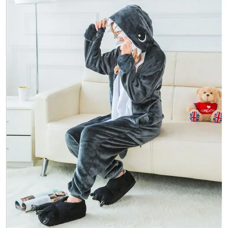 Kigurumi Autumn and Winter Cartoon Animal Shark Couple One Piece Pajama Home Performance cosplay by Park Jimin