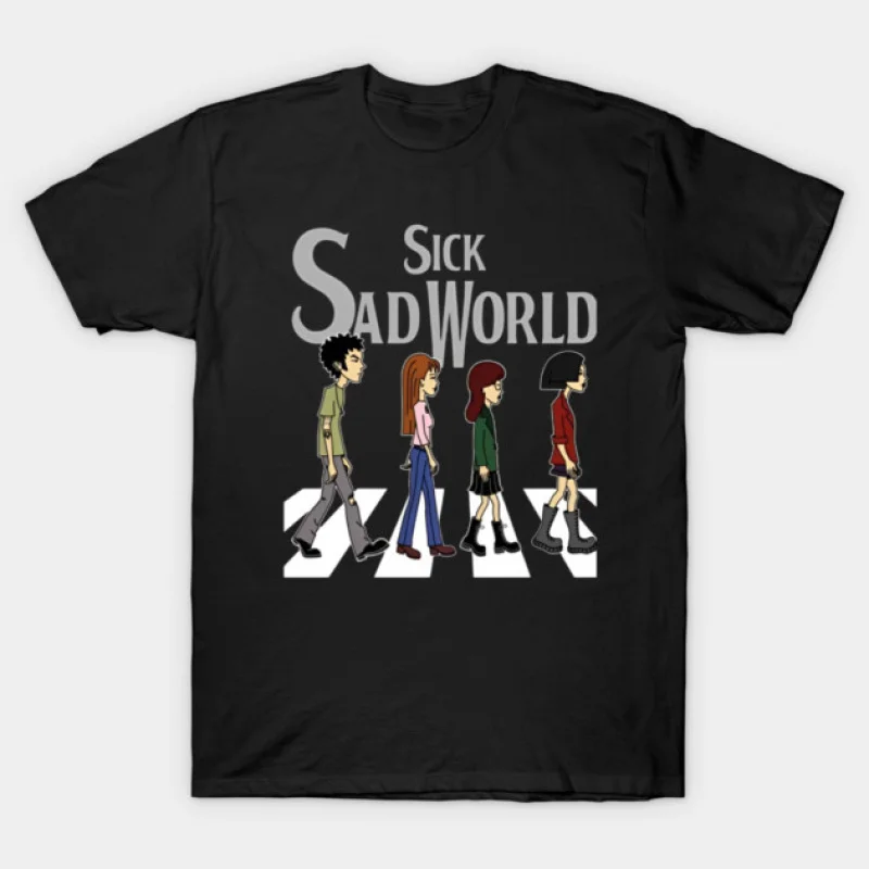 

0331 Retro Sick sad world Daria MTV Gift t shirt 90s Nostalgia cartoon Graphic Clothes 100% cotton printed Y2K clothing