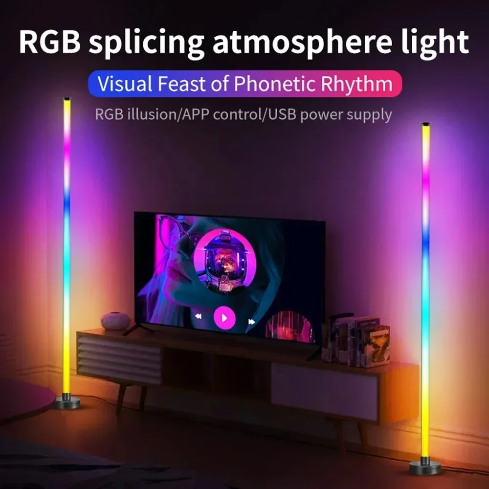 LED Floor Standing Lamp APP Control RGBIC Atmosphere Lights Music Sync Corner Lighting for Bedroom Living Room Background Light