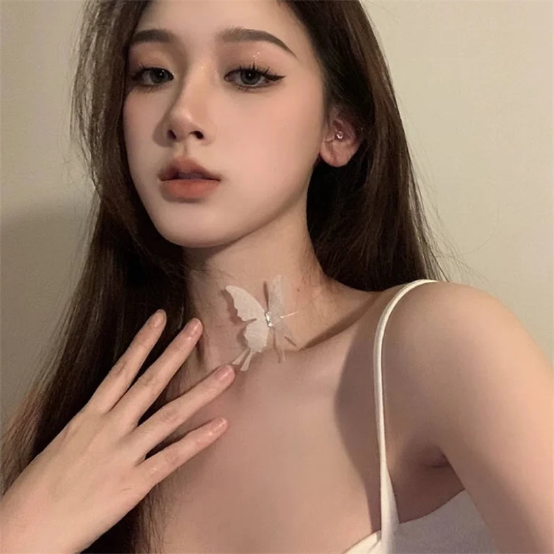 Fashion Super Fairy Lace Butterfly Chokers Necklaces Transparent Chocker Party Neck Jewelry Accessories Collar