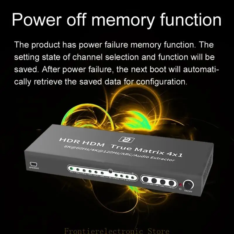 G8DB 4 in1 Out HDMI2.1 8K Splitter Extractor Remote Control Converter Adapter Multiple Devices or Projector