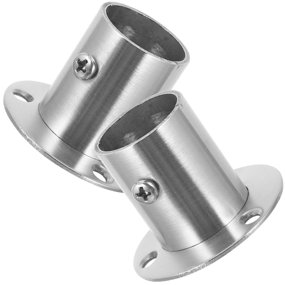 

2 Pcs Stainless Steel Flange Mount Armoire Wardrobe Closet Curtain Rod Holders Brackets with Shower