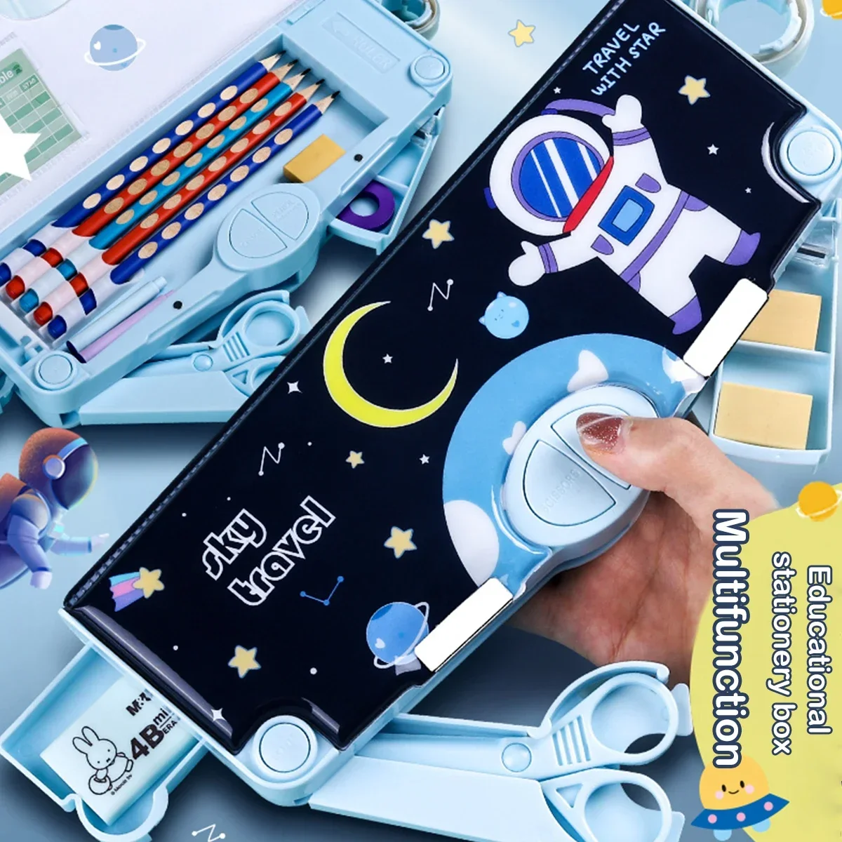 Multifunctional Pencil Case Double layer Large Capacity pencil bag Cute Back to School Stationery bag Schools & Offices Supplies