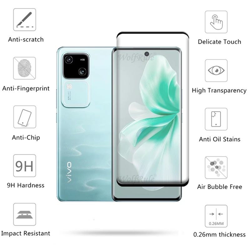 4-in-1 For Vivo V30 Glass For Vivo V30 Tempered Glass 9H HD Full Curved Phone Film For Screen Protetor Vivo V30 V 30 Lens Glass