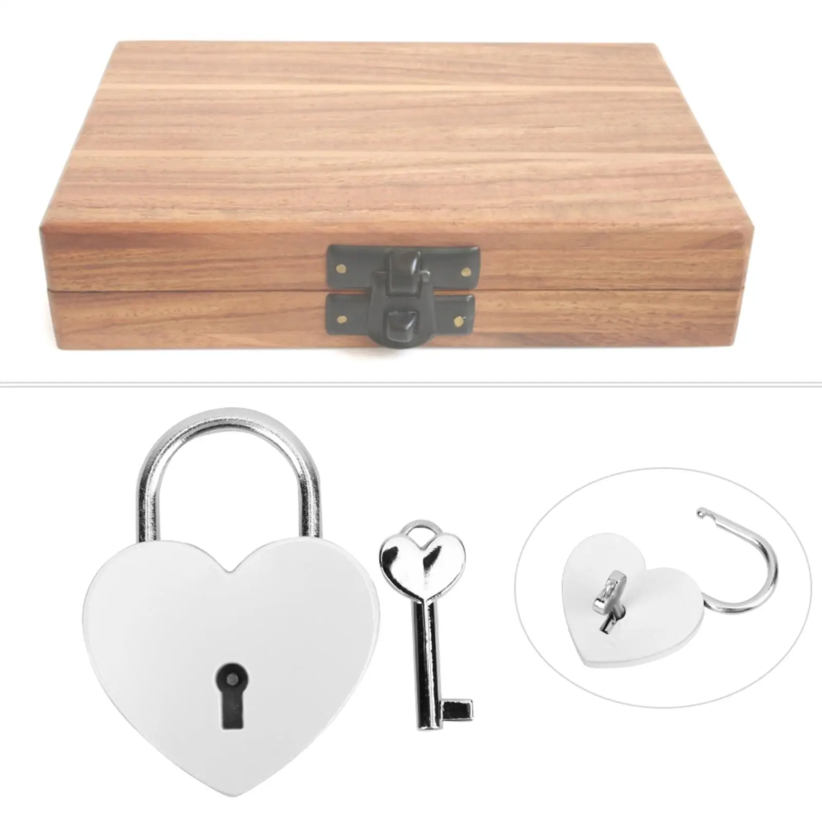 قفل ملون على شكل قلب مع لوازم حرفية معدنية رائعة لتزيين المنزل مقاس 45 × 59 مم باللون الأبيض