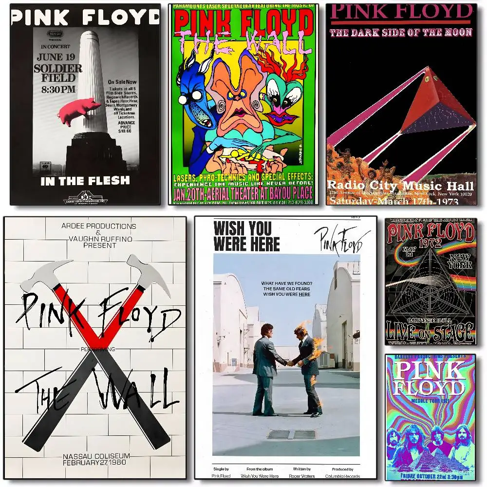 Rock Band P-Pink F-Floyd Band Poster Art canvas HD aesthetic Printing Paper Wall Art for Living Room Bar fashion Home Decor