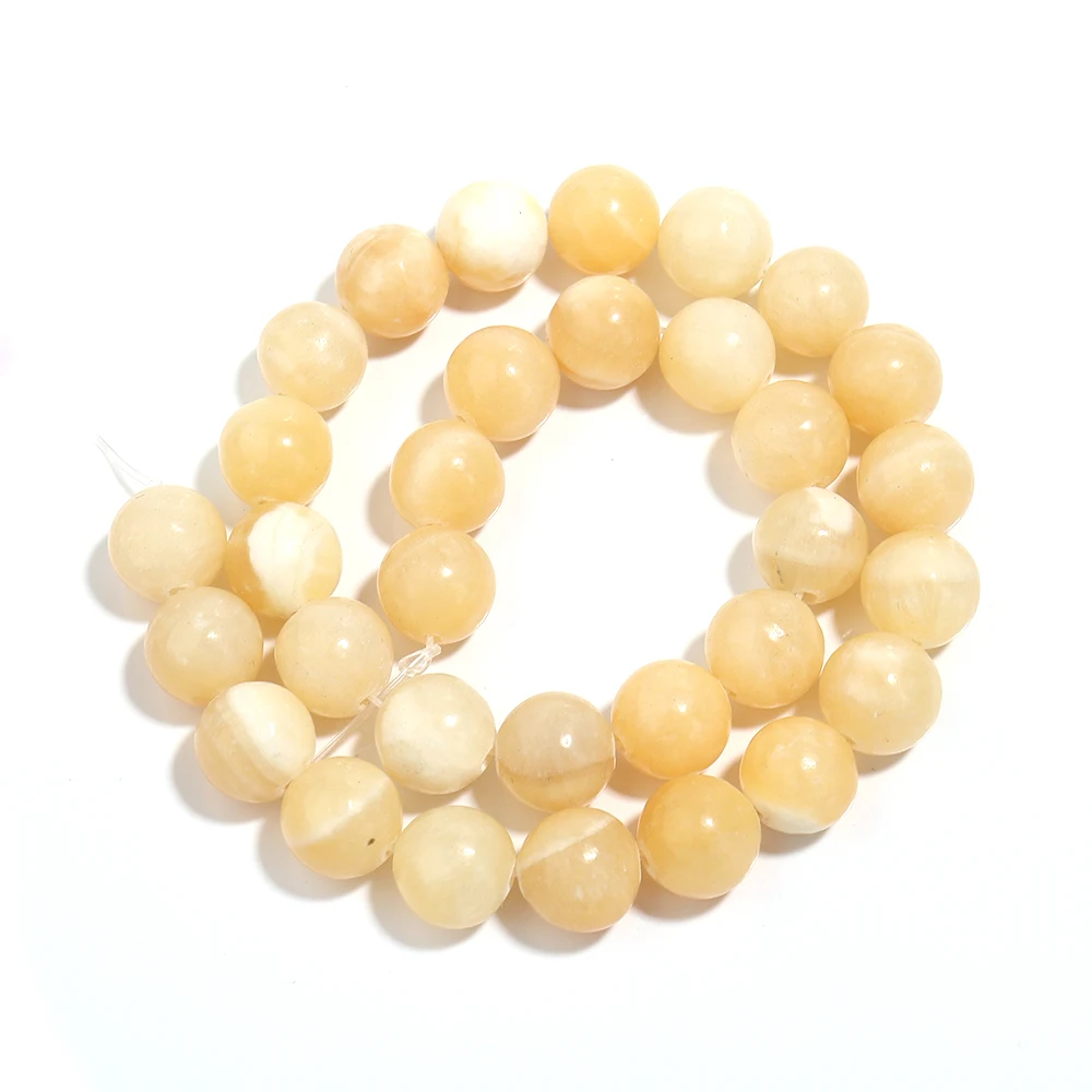 1-streng natuursteen gele jade kralen ronde echte steen kralen losse edelsteen voor doe-het-zelf armband ketting sieraden maken