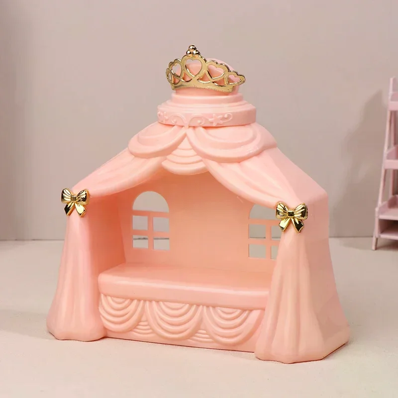 1/12 casa de bonecas mini cama de princesa modelo acessórios de móveis para casa de boneca decoração crianças fingir jogar brinquedos presente
