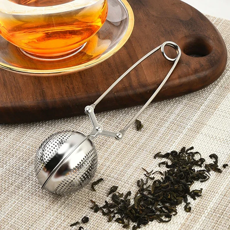 

Ситечко для чая из нержавеющей стали, диффузор для заварки чая, в форме шара, длинная ручка, фильтр для листового чая, заварочный кухонные аксессуары