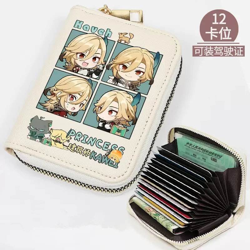 Cartera de Anime Genshin Impact para hombre y mujer, monedero de estudiante de dibujos animados, cartera corta de cuero PU, a la moda