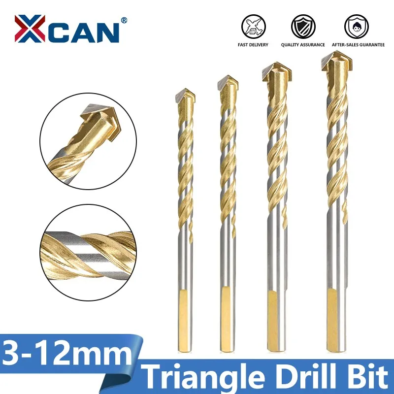 Xcan-超硬ツイストドリルビット、トライアングルドリルビット、3〜12mm、ソーカッター、ドリルツール、ガラス、タイル、木材、金属、コンクリート、穴