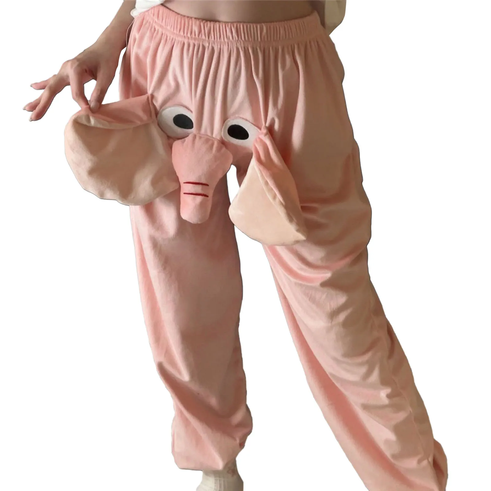 Pijama corto con orejas 3D para hombre y mujer, ropa de dormir de felpa, informal, holgada, con dibujos de elefante encantador