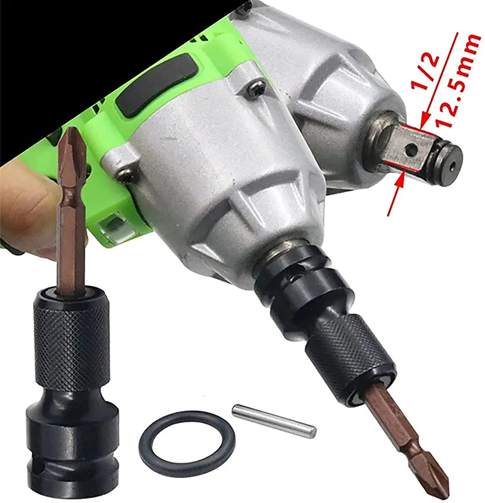 1/2 Inci Persegi Ke 1/4 Inci Hex Ratchet Socket Impact Wrench Socket Set Adapter Spanner Drive Converter Quick Release Tool