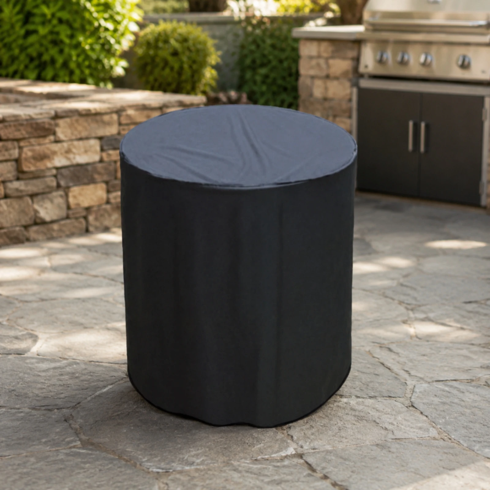 Round Grill Cover Waterproof Round BBQ Cover Outdoor Equipment Accessory Dustproof Sunproof for Camping, Backyard