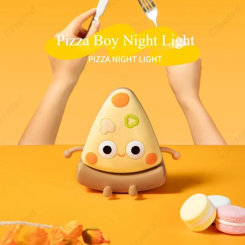 Creative LED Pizza Silicone Night Light USB Charging Timed Study Bedroom Bedside Companion Sleep Atmosphere Lighting Fixture