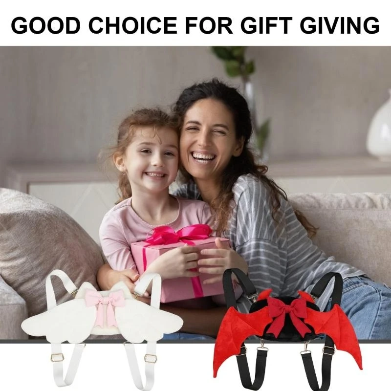 lô sang trọng Bowknot Wing Little Girl lô Túi xách đi học Túi xách trẻ H7EF