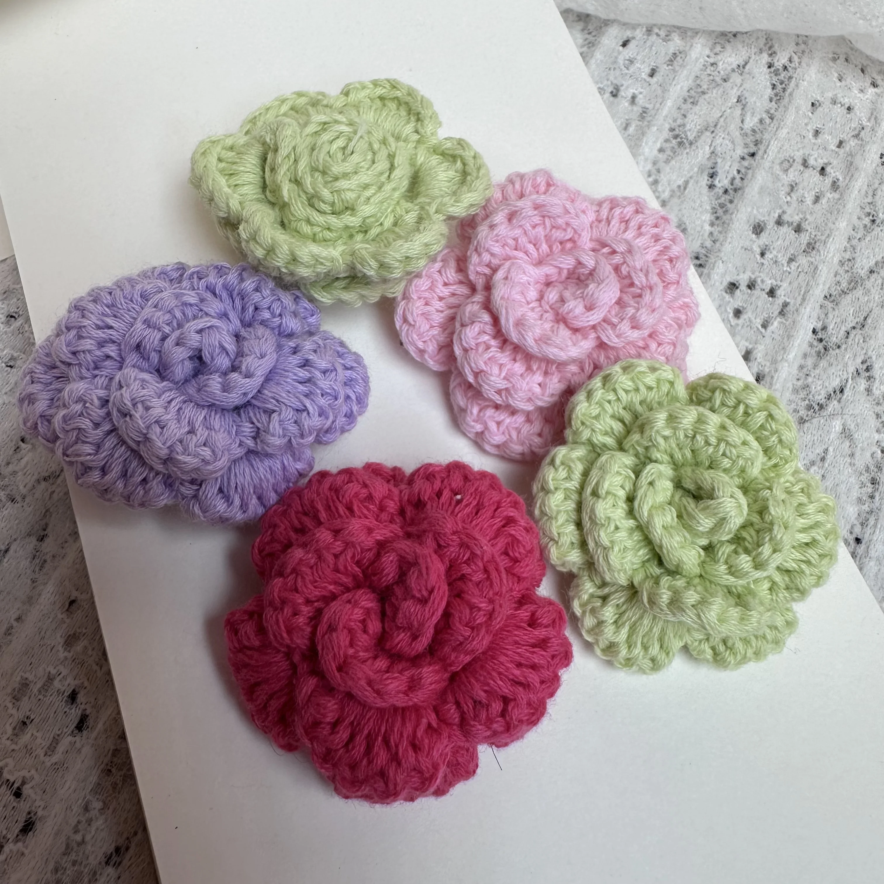 11 colors 4.3cm handmade three-dimensional rose DIY flower materials wool crochet clothing bag socks hair decoration