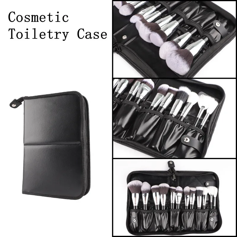 29 Holes Makeup Brush Bag Zipper PU Large Capacity  Travel Cosmetic Toiletry Case Beauty Tools Wash  Pouch Accessories