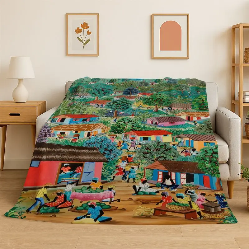 Africa Ethiopian Art Tradition Custom Flannel Blanket Soft Throw Blanket for Bedroom Living Room Bed Travel Camping Picnic Cover