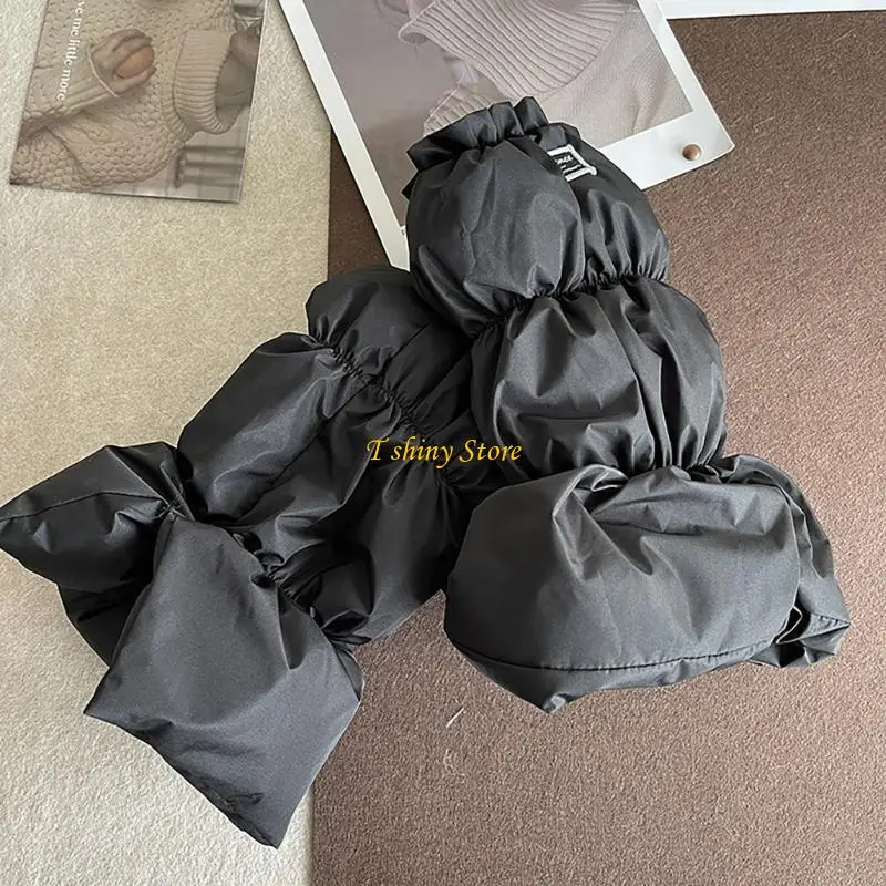 

N58F Women Puffer Leg Warmers Harajuku Letter Label Thermal Padded Boot Covers Socks