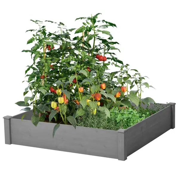 

Raised Garden Bed 48x48x10'', Outdoor Wood Planter Box Over Floor, Tool-Free Assembly