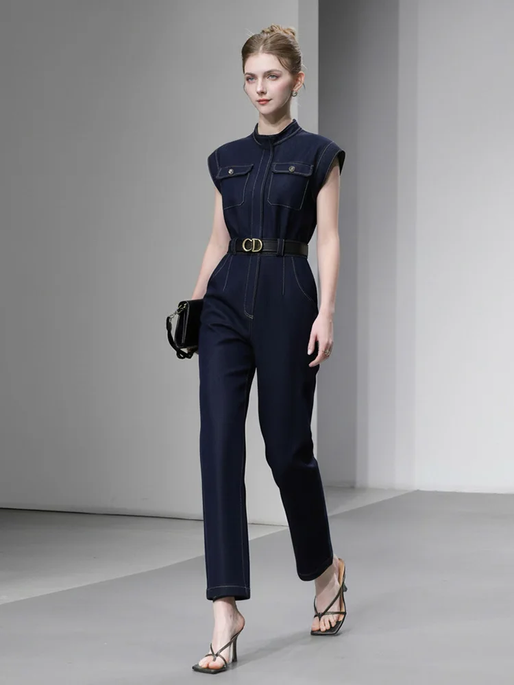 

Модные джинсовые комбинезоны-рубашки с эффектом похудения, длинные брюки с высокой талией, прямые штанины, летняя новинка от Daphne Fashion