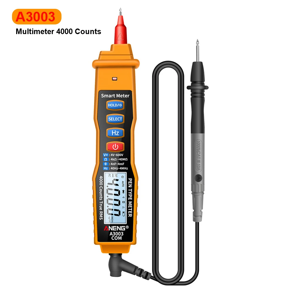 Inteligente ac Tester Tensão Caneta Digital Multímetro Profissional 4000 Contagens Medidor True Rms A3003