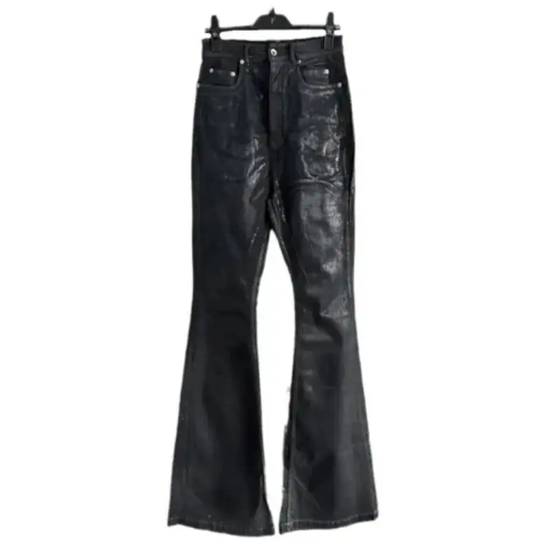 HKSH Primavera Autunno Uomo Dark RO Pantaloni in denim cerato con doppia cucitura High Street Punk Jeans elastici vintage svasati a gamba larga HK10422