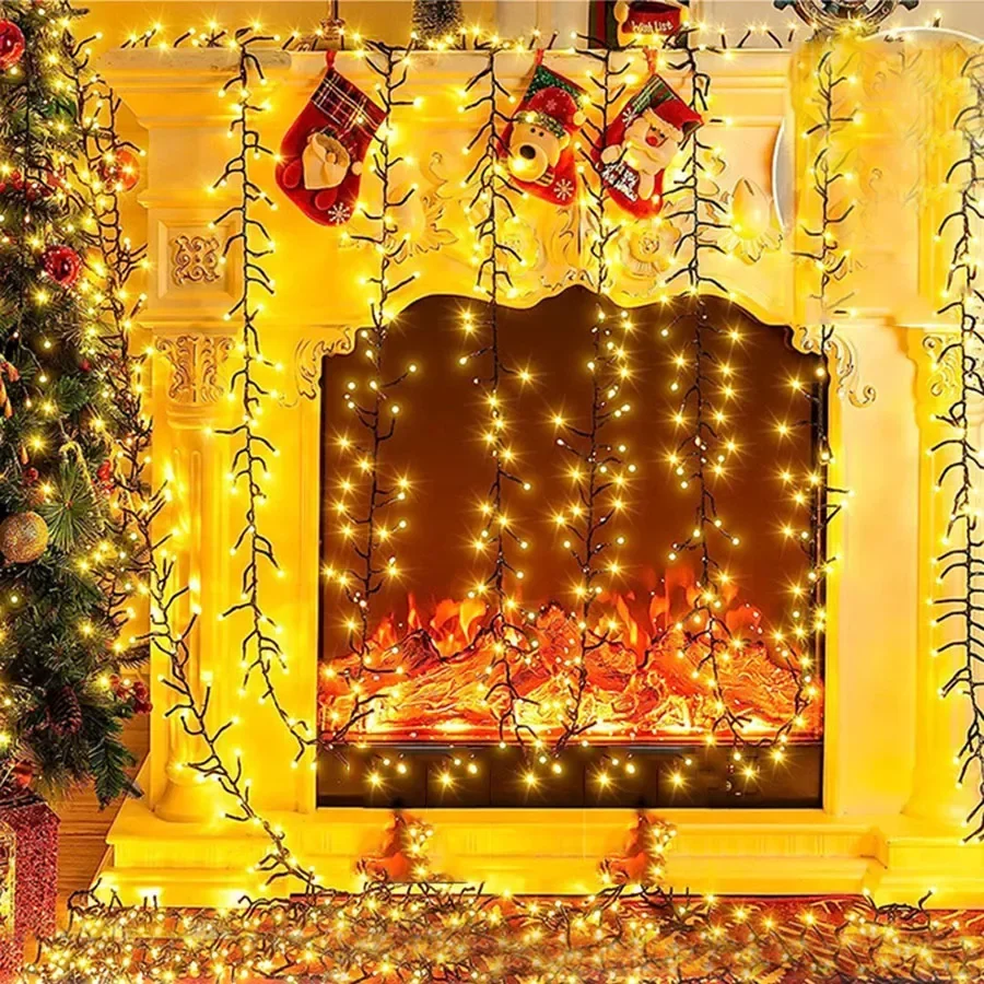 30M 2000 LED Christmas Tree Lights Outdoor Cluster Lights Christmas Firecracker String Lights Waterproof Twinkle Fairy Light
