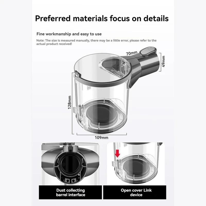 【Berserkk】Dust Bin For Dyson V6 Dc58 Dc59 Dc62 Dc74 Vacuum Cleaner Parts Dust Bucket Bottom Cover Top Cover Cyclone Dust Bucket