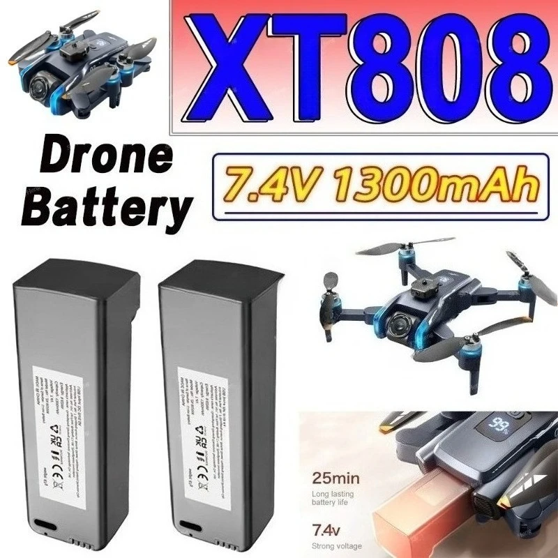 Newly Upgraded 7.4V 1300mAh Drone Battery For LSRC XT808 RC Quadcopter Replacement Battery Accessory Parts High Quality Battery