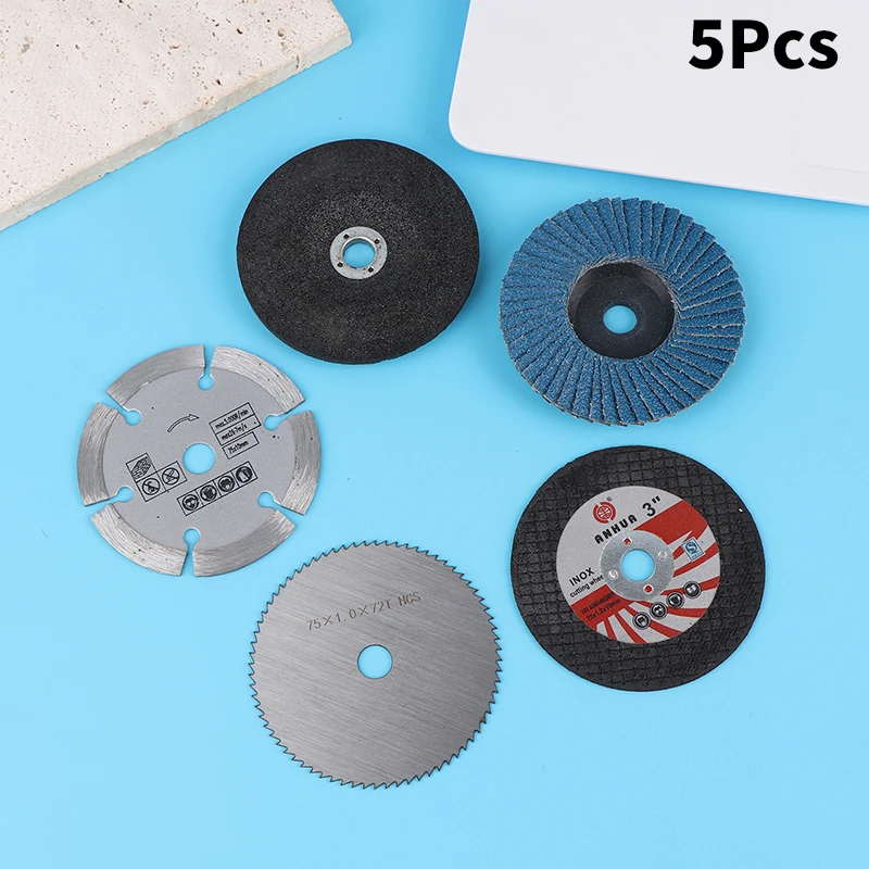 5Pcs/set 75mm Angle Grinder Attachment Cutting Disc Mini Circular Saw Blade Grinding Wheel For Angle Grinder Tools Parts