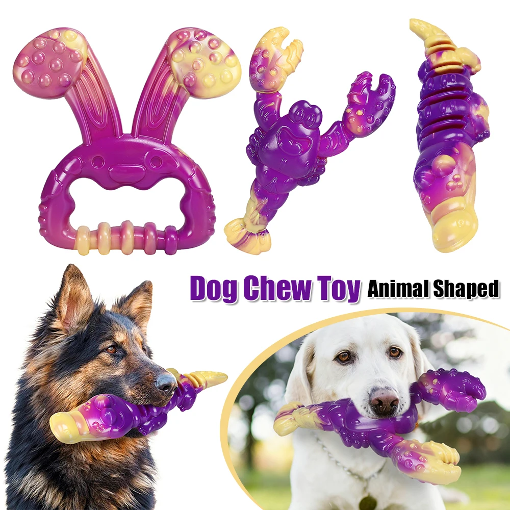 Quietschendes Hunde-Beißspielzeug, Kaninchen-/Hummer-/Krokodil-förmiges Nylon-Zahnreinigungsspielzeug zur Linderung von Langeweile, mittlere und große Hunde
