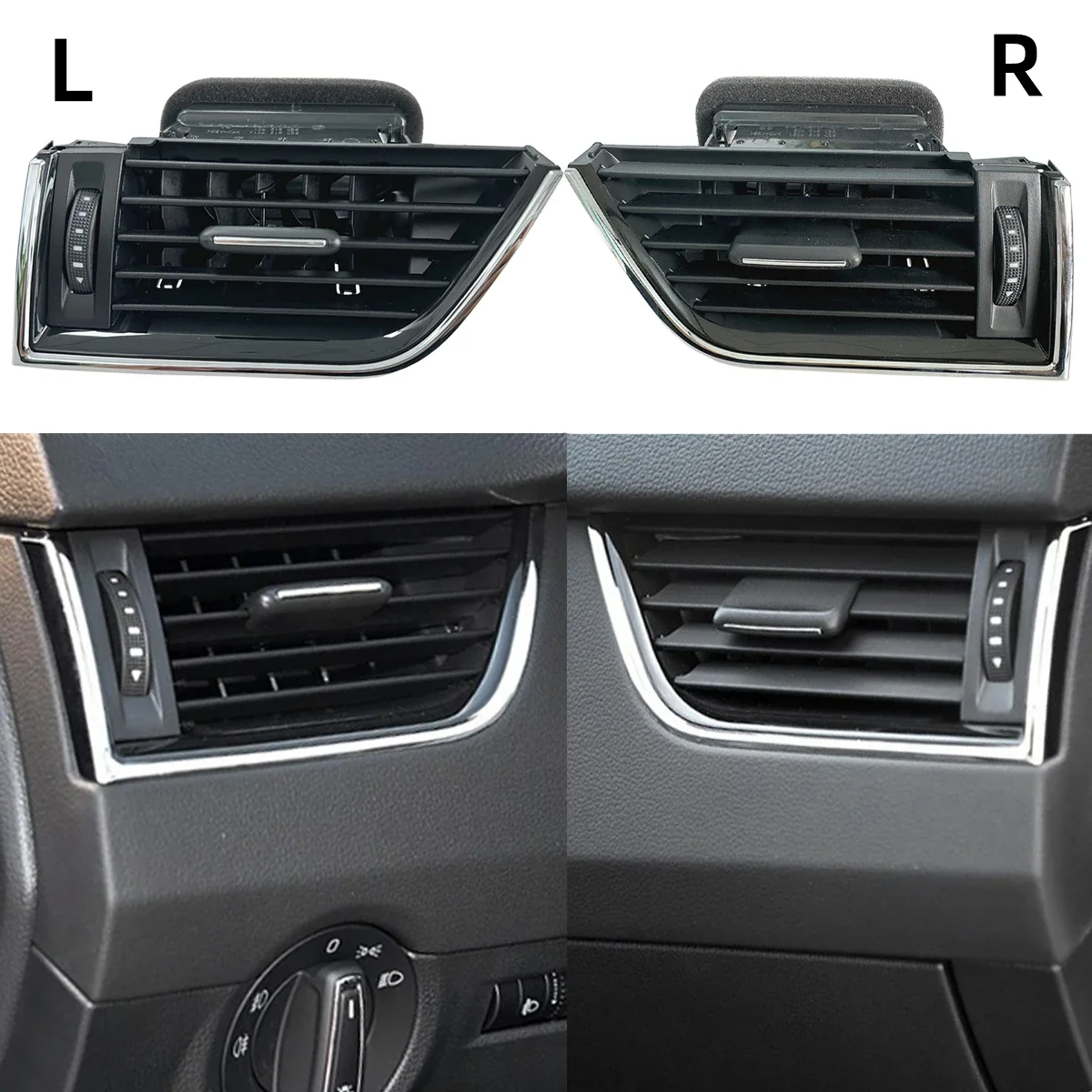 x1 Dashboard Interior Chrome AC Air Outlet Vent Grill For Skoda