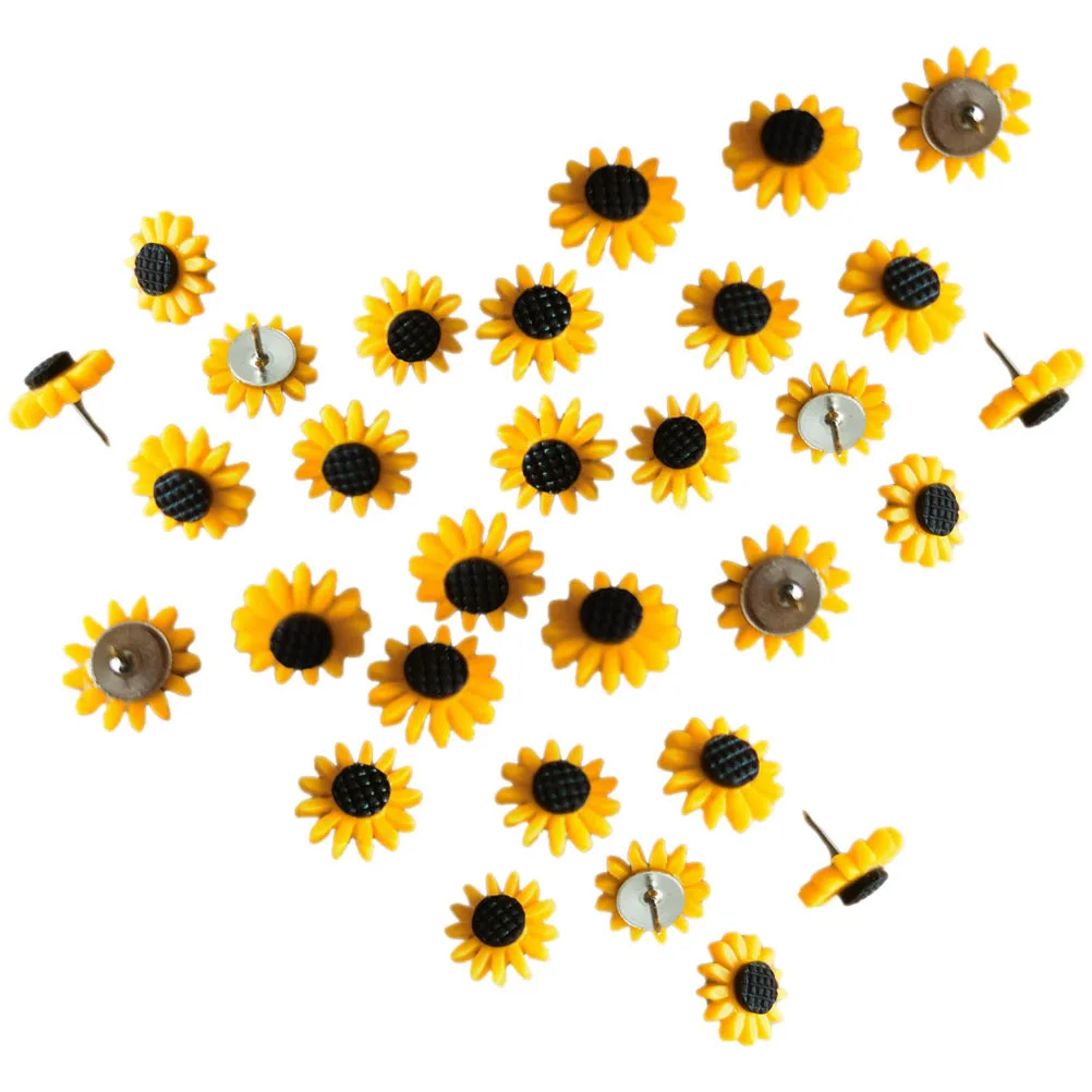 40 قطعة دبابيس ضغط زهرة صغيرة عباد الشمس Thumbtacks للوحة الإعلانات المسامير الزخرفية اللوازم المكتبية ملحقات لوحة الفلين #4
