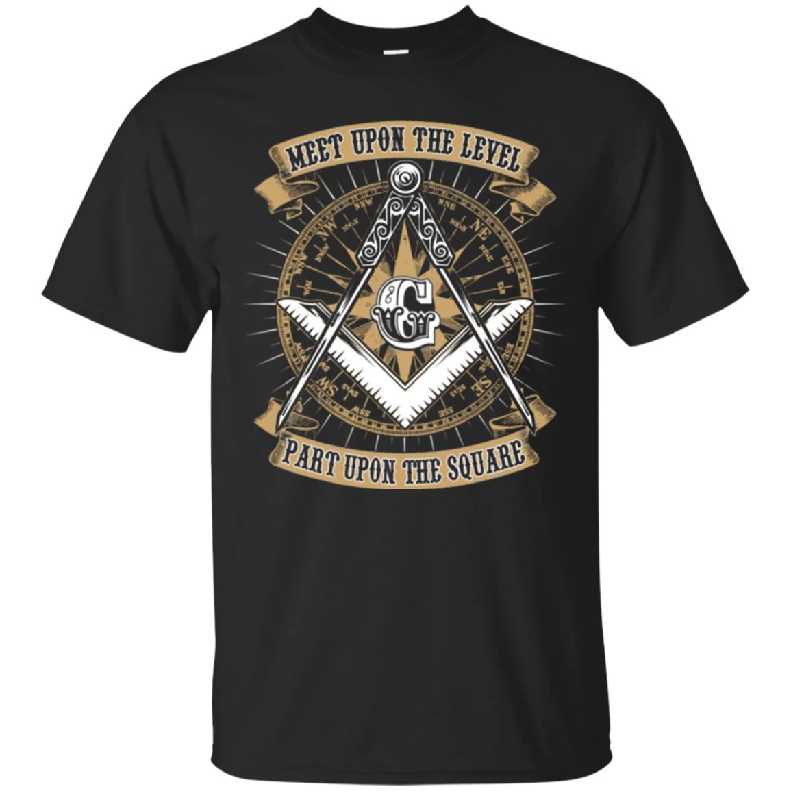 Meet Upon The Level Part Upon The Square. Freemason Symbol Masonic T-Shirt 100% Cotton O-Neck Short Sleeve Casual Mens T-shirt