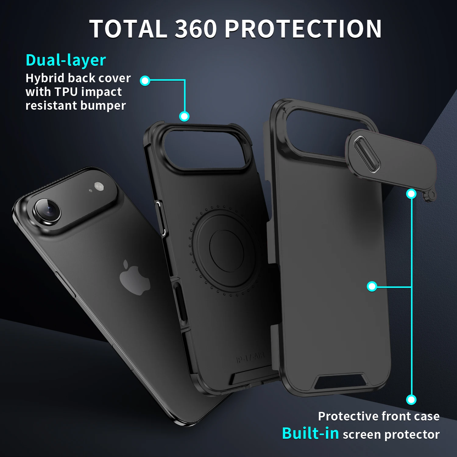 Funda protectora de lente de cámara con ventana deslizante, a prueba de golpes, para iPhone 17 Pro 17Air 15 14 16 17 Pro Max, cubierta dura híbrida, equipo para exteriores
