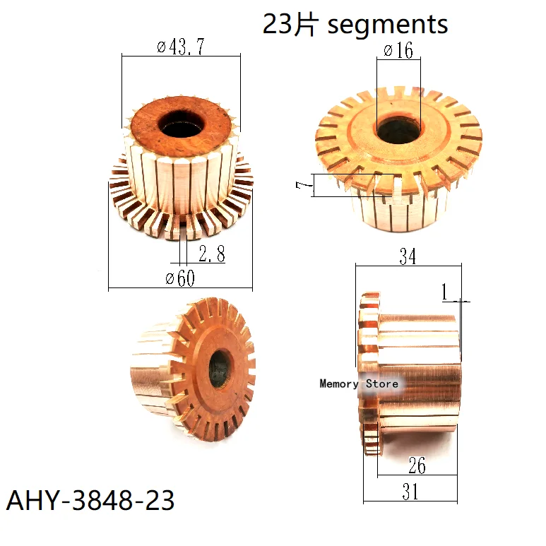 5PCs 43.7x16x31(34)mm 23P Copper Bars Alternator Electric Motor Commutator, AHY-3848-23