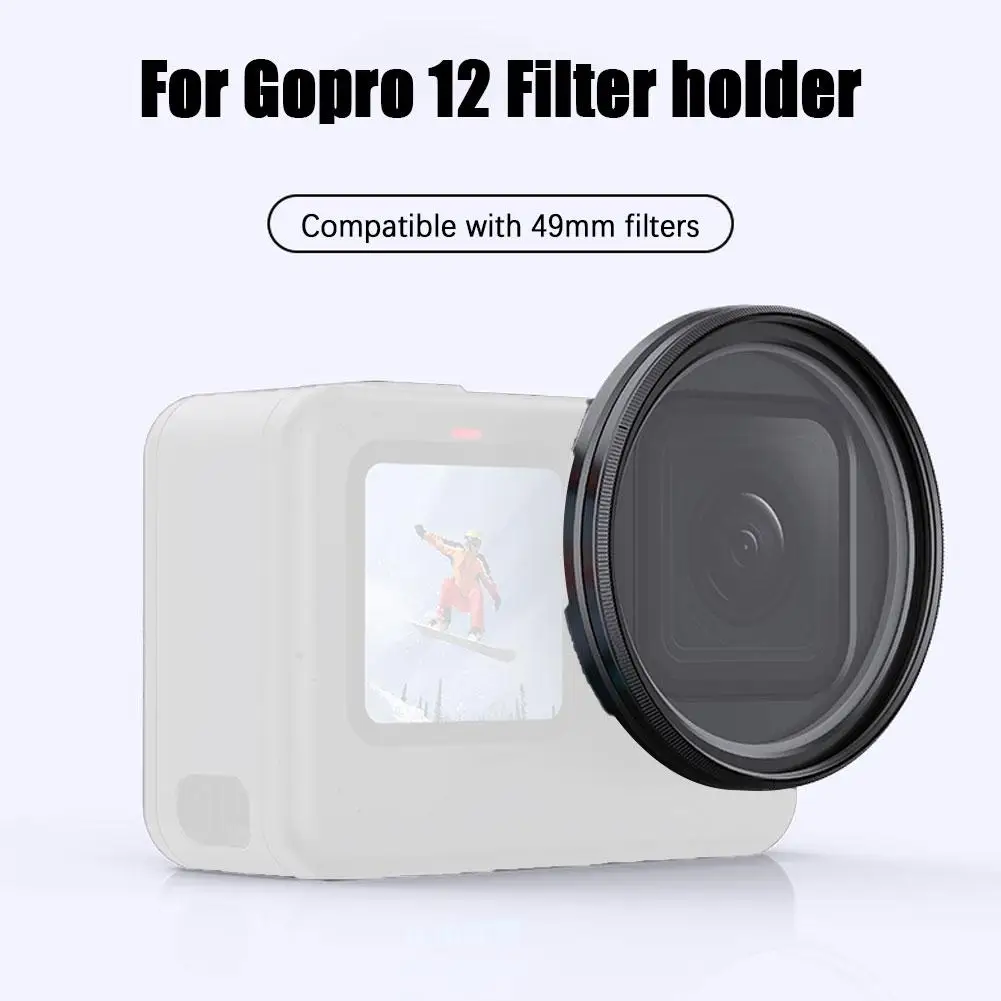 Black Suitable For GOPRO12 Filter Holder Action Camera Protective Filter Frame Metal Safe Stable Compatible With 49mm Filte O6J2