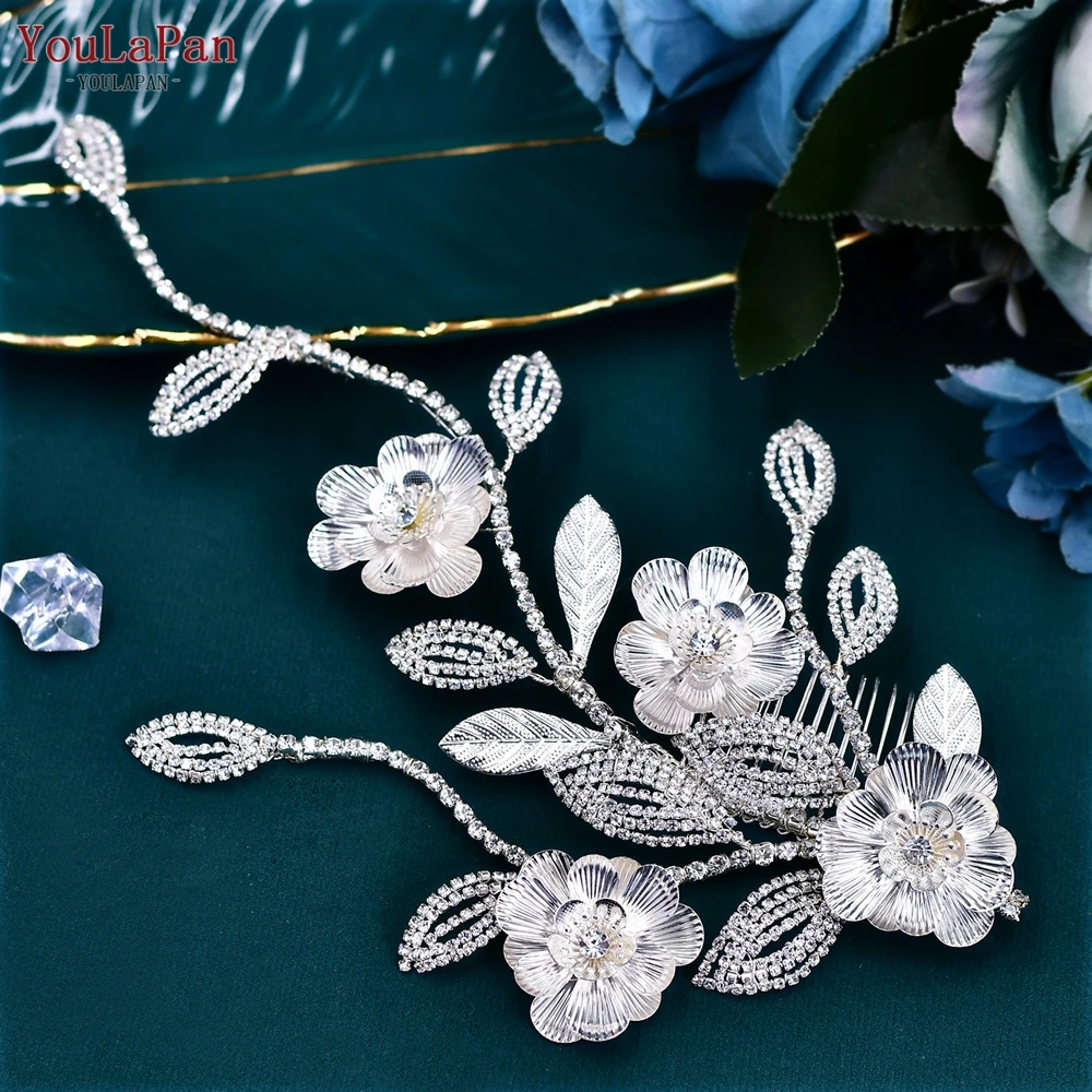 YouLaPan Handmade Alloy Flower Comb Bridal Wedding Hair Accessories Women Exquisite Headwear Party Hair Accessories HP570