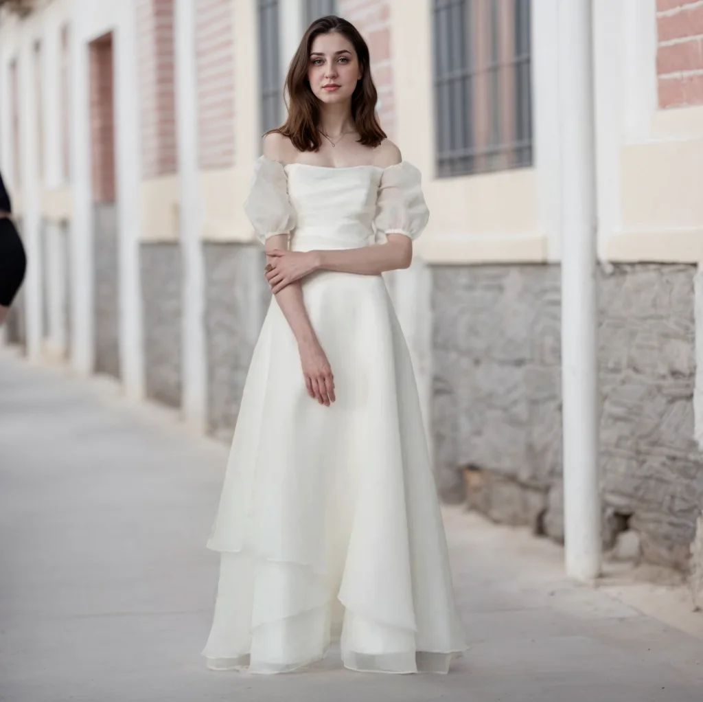 Maßgeschneiderte einfache Organza-Brautkleider aus der Schulter, modisches Brautkleid, modisch, Vestido de Casamento Mae da Noiva