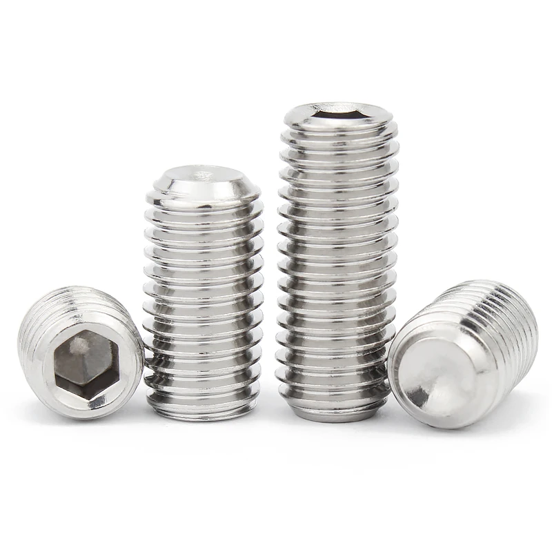 GB80 M1.6 M2 M2.5 M3 M4 M5 M6 M8 M10 M12 M14 M16 DIN916 304 Stainless Steel Hexagon Hex Socket Set Screw Allen Grub Screw Bolts