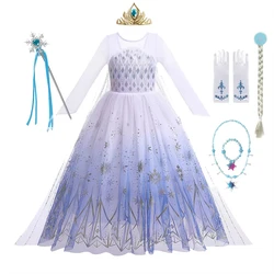Disney Frozen 2 Cosplay Costumes for Girls Anna & Elsa Princess Snow Queen Long Dresses Halloween Party Carnival Clothes Vestido