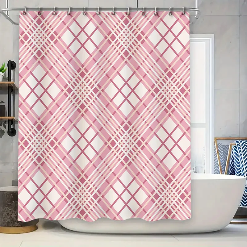 

Красная клетчатая занавеска для душа, водонепроницаемый декор для ванной комнаты, классический клетчатый узор, настенный подвесной набор, в комплект входит 12 крючков для домашнего использования (58