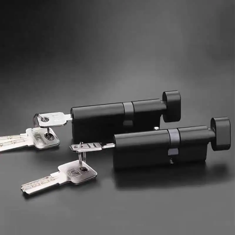 Czarny cylinder zamka z częściowym otworem i gałką Wysokość 29 mm Długość 70 75 80 85 90 95 mm z 3 kluczami Materiał mosiężny do drzwi wewnętrznych