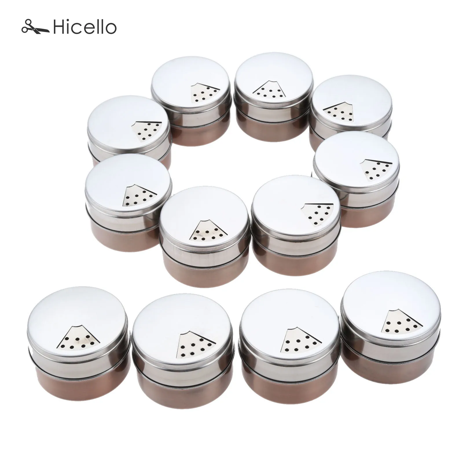 

12pcs Magnetic Spice Jar Stainless Steel Spice Tins Storage Container Spray Salt Pepper Seasoning Bottle Shakers Box Kitchen Can