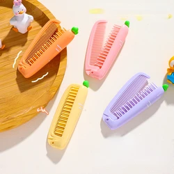 Cartoon Carrot  Foldable Hair Comb Portable Detangling Hair Brushes Cute Cartoon Anti Static Head Combs Hair Styling Tools