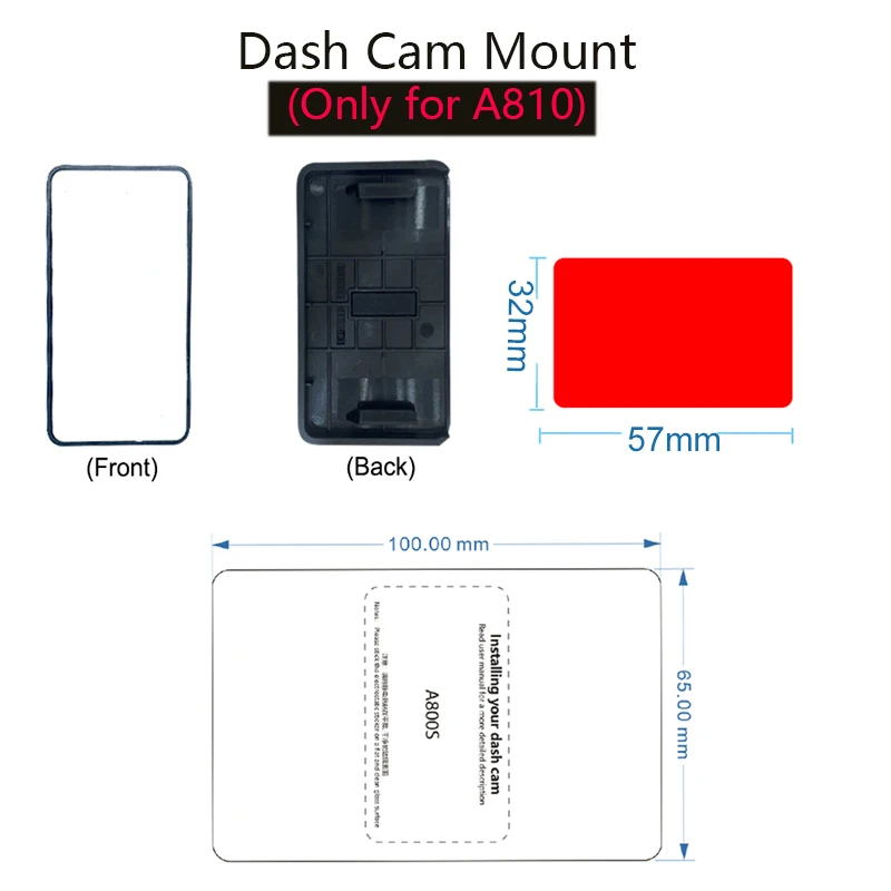 Per 70mai Dash Cam Mount per 70mai Dash CamA810 Mount per 70mai Dash Cam A810 Set adesivo statico VHB Sticker e adesivi statici